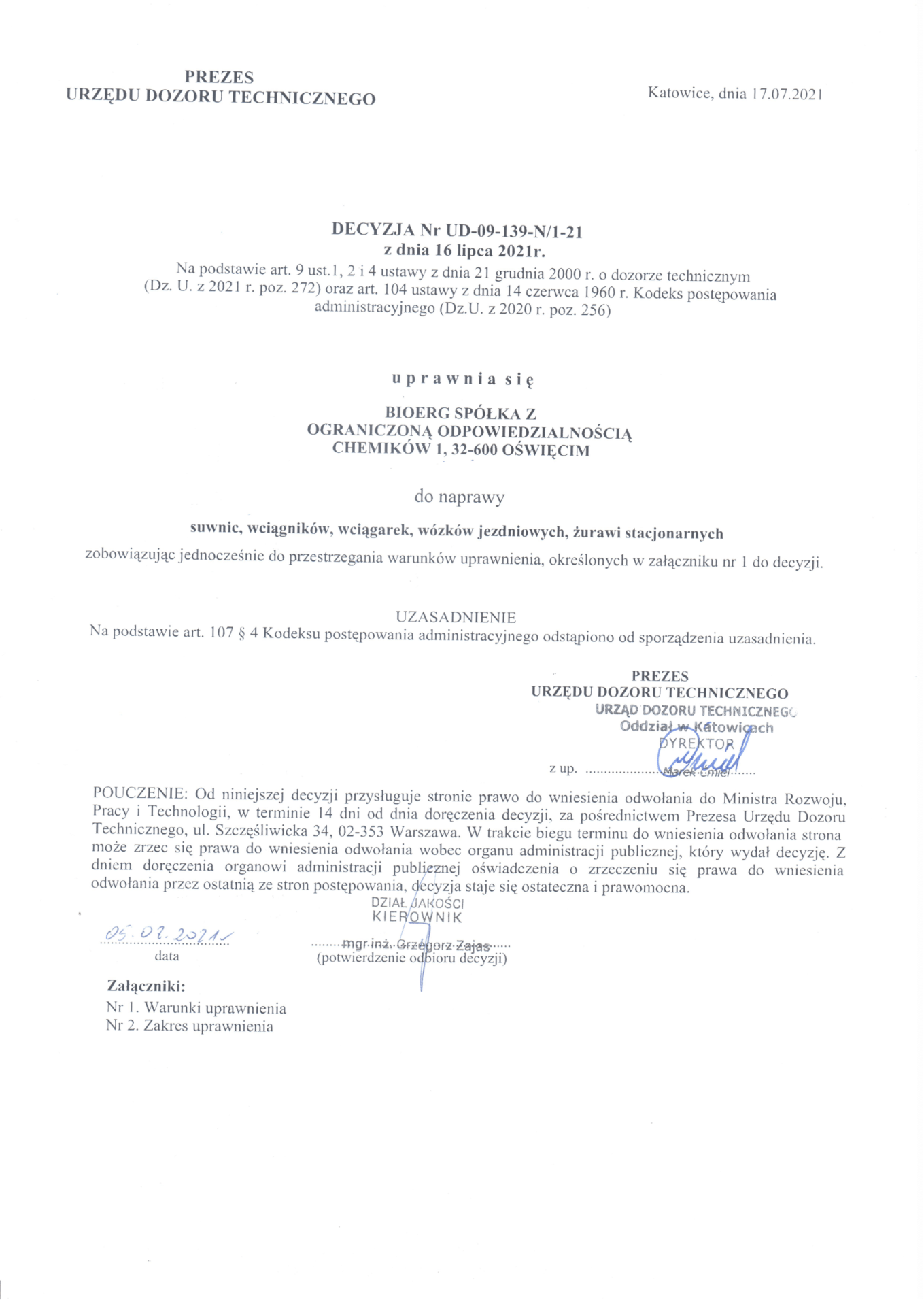 UDT — naprawa suwnic, wciągników, wciągarek, wózków, żurawi
